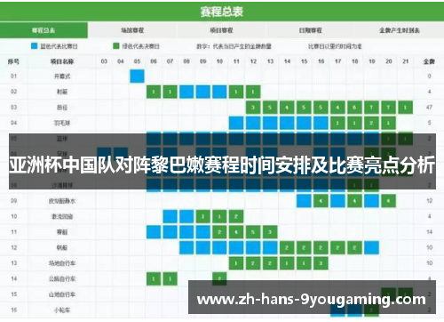 亚洲杯中国队对阵黎巴嫩赛程时间安排及比赛亮点分析 亚洲杯中国队对阵黎巴嫩赛程时间安排及比赛亮点分析
